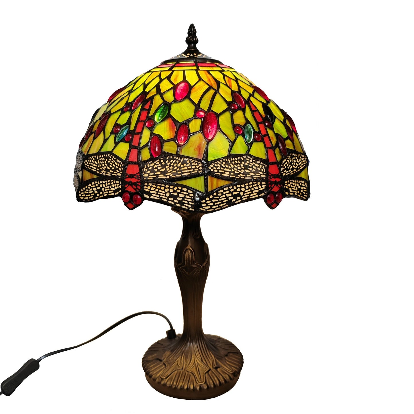 Green Dragonfly Table Lamp Complete - 30cm Diameter Shade with L311M base