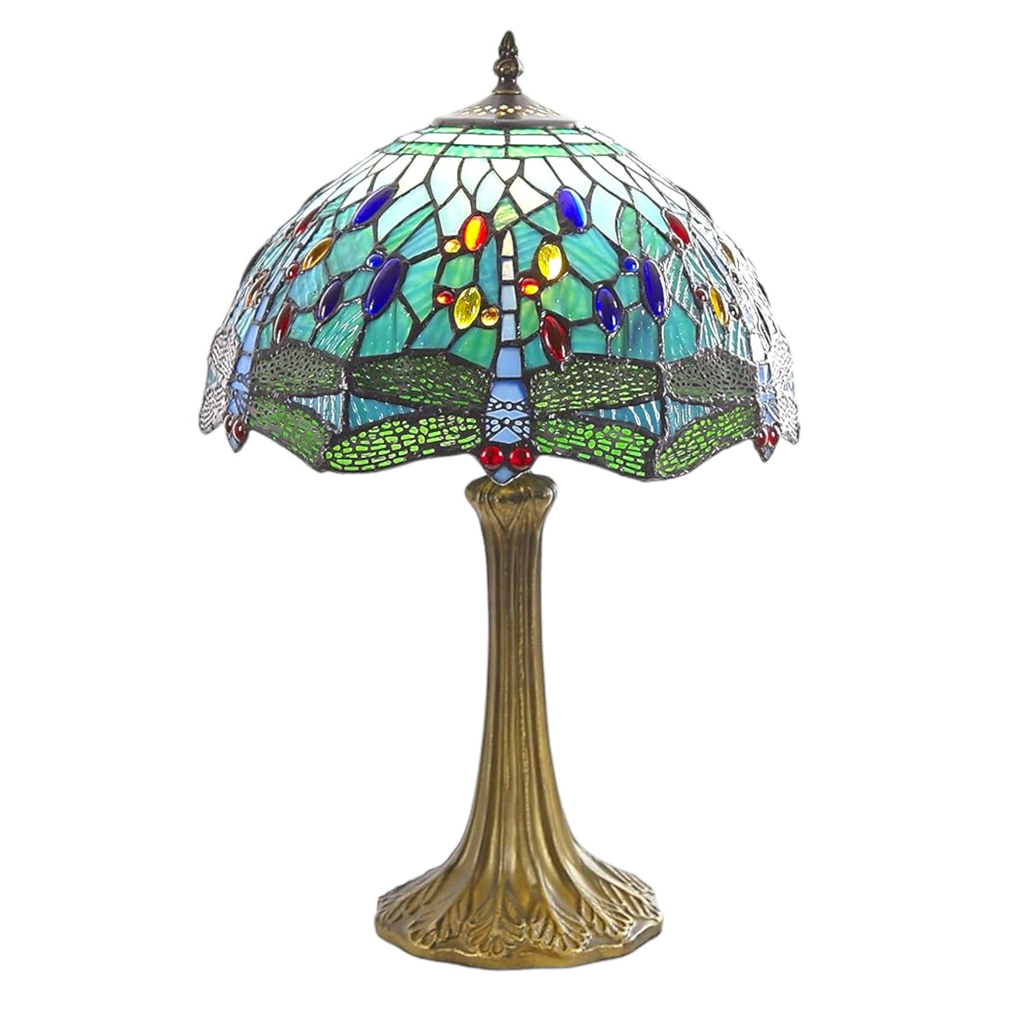 Classic Aqua Blue Dragonfly Table Lamp - 12 inch Diameter