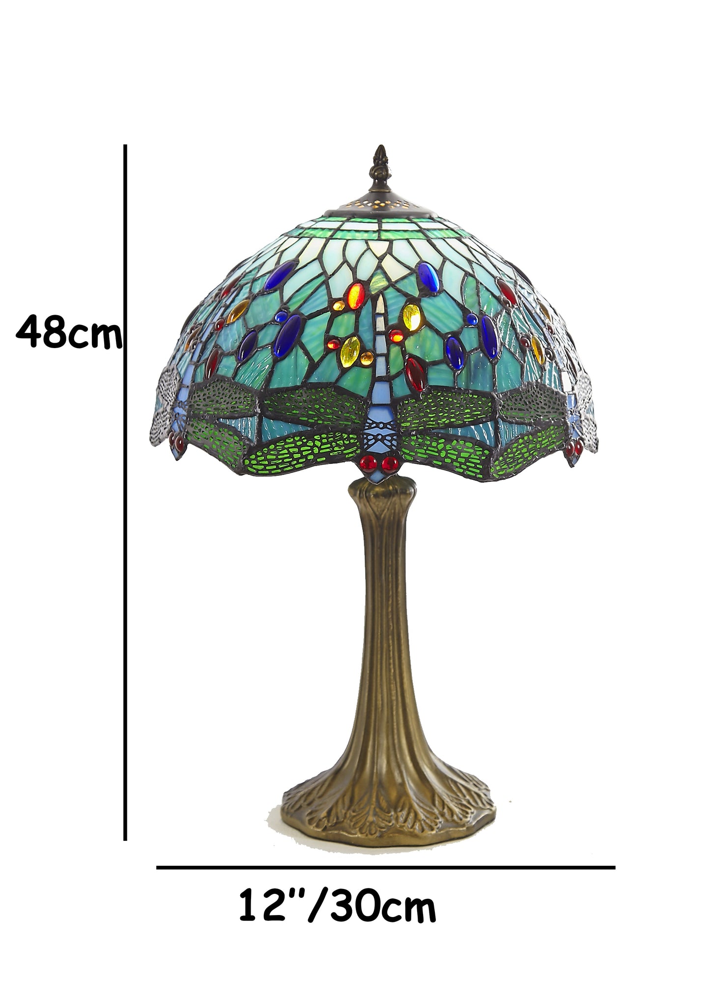 Classic Aqua Blue Dragonfly Table Lamp - 12 inch Diameter
