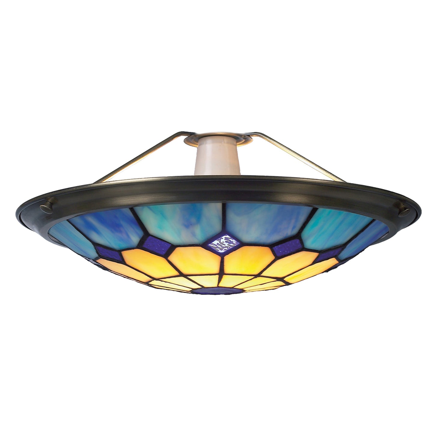 35cm Tiffany Glass Bistro Uplighter Pendant Easyfit - (Blue)
