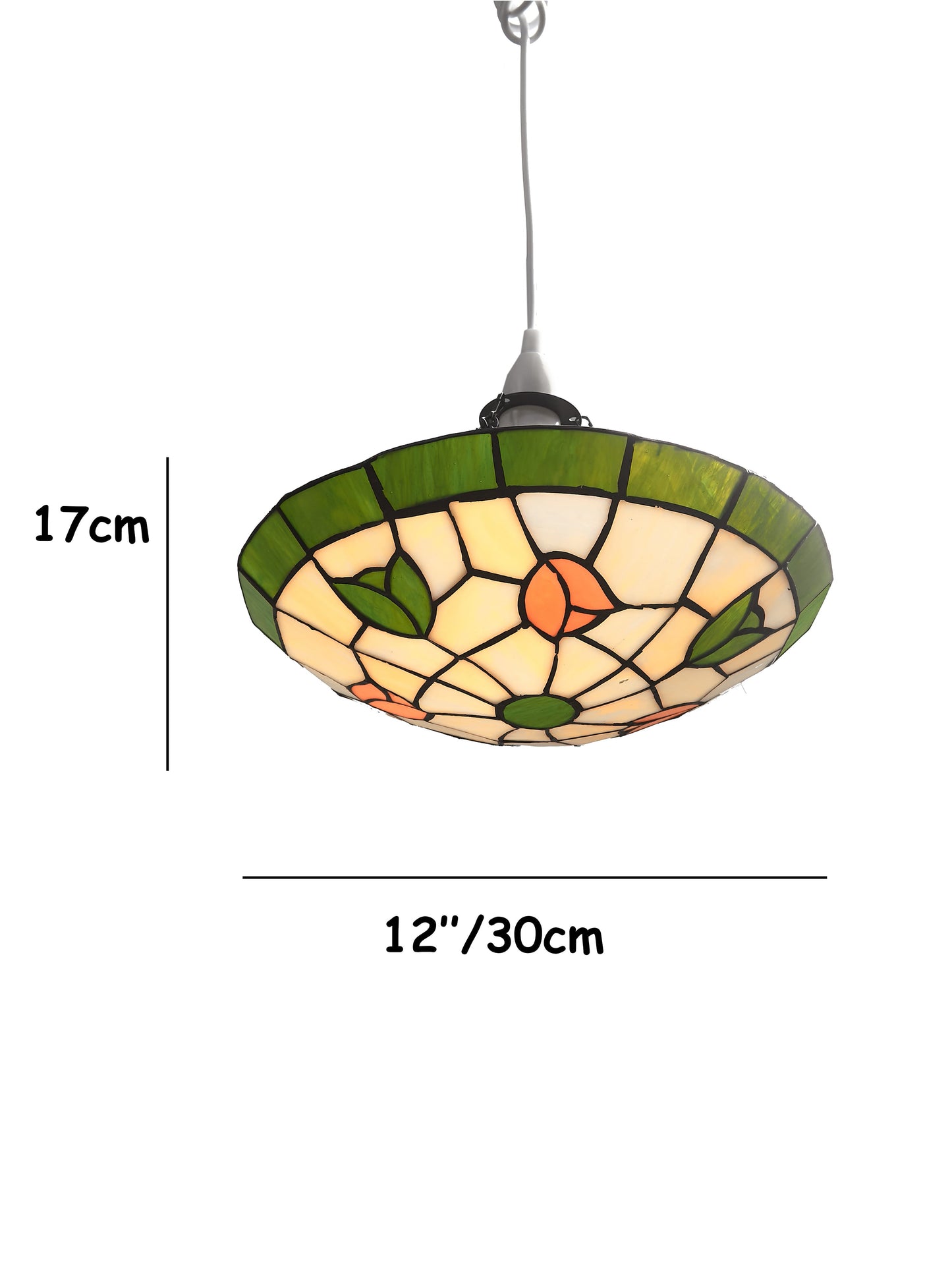 Stained Glass Easyfit Uplighter Pendant Lampshade, 30cm Tulip Design – Tiffany Style Ceiling Light Shade