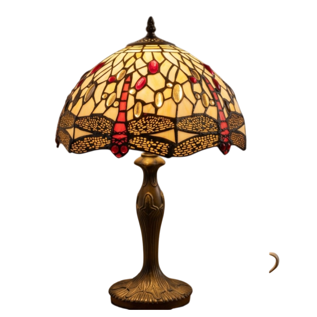 Cream Dragonfly Table Lamp Complete - 30cm Diameter Shade with L311M base