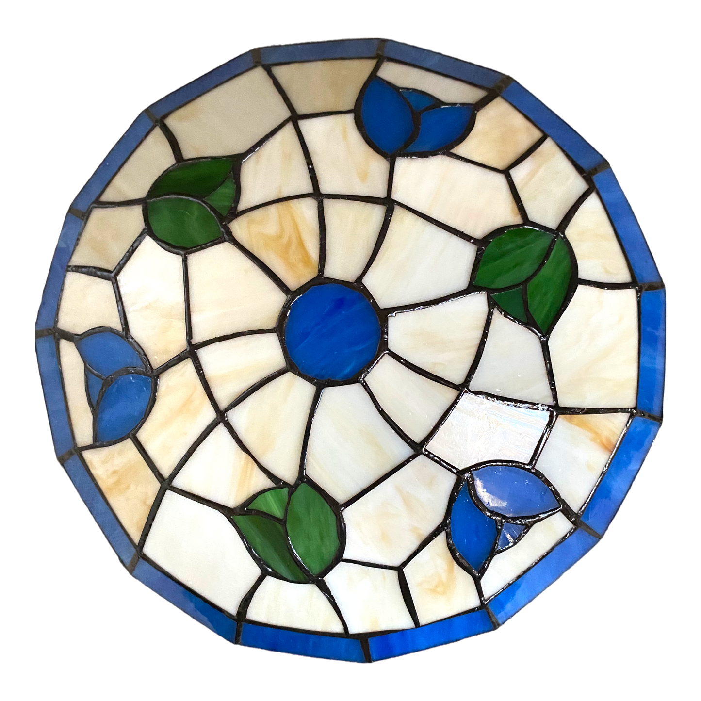 Stained Glass Easyfit Uplighter Pendant Lampshade, 30cm Tulip Design – Tiffany Style Ceiling Light Shade - Blue and Green